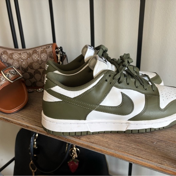 Nike Dunk Low Olive Green & White Sneakers – Women’s Size 10 (Preloved) 💚🤍 - Picture 2 of 11
